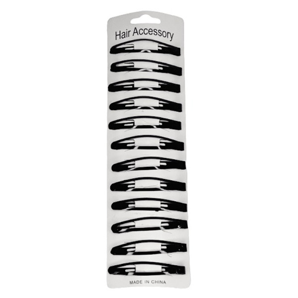 Затискач-хлопавка для волосся 1200-191 чорна 12 штук (1200-191)