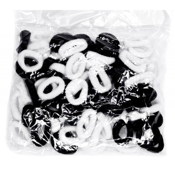 Дитяча резинка для волосся 0307-1128 мікрофібра, чорно-білий, набір 100 шт (0307-1128)
