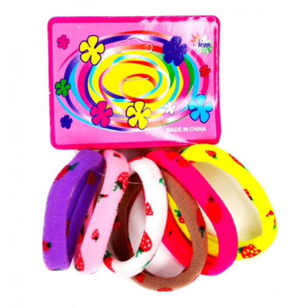 Дитяча резинка для волосся 0301-1127 мікрофібра з малюнком, набір 6 шт (0301-1127)