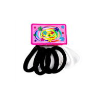 Дитяча резинка для волосся 0301-1124 мікрофібра, чорно-білий, набір 6 шт (0301-1124)