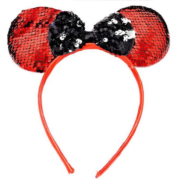 Набір обідків для волосся "Міккі" 0106-264 вушка в паєтках, 6 штук (0106-264)