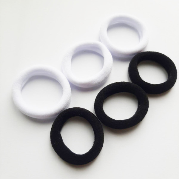 Набір резинок для волосся 0108-424, 6 штук, чорний та білий (0108-424)