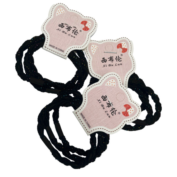 Дитяча резинка для волосся 0301-718 чорний з блиском, набір 60 шт (0301-718)