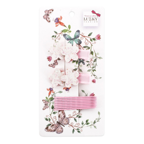 Затискач дитячий для волосся "Зірочка" T18543(рожеві квіточки) (T18543(рожеві квіточки))