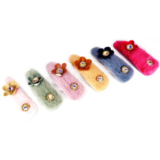 Затискач-хлопушка для волосся "Хутро з прикрасою" 1200-195, 6 штук (1200-195)