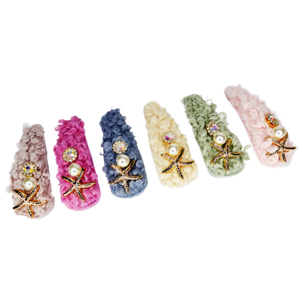 Затискач-хлопушка для волосся "Хутро із зіркою" 1200-194, 6 штук (1200-194)