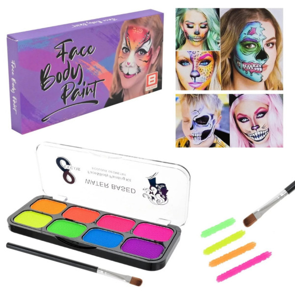 Дитячий набір аквагриму Cel-2504 палетка, неон, 8 кольорів (Cel-2504)