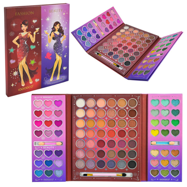 Дитяча палетка тіней для повік IG3078, 84 кольори, пензлик, аплікатори (IG3078)