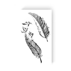 Тимчасове татуювання "Пір'я з птахами" L-15 чорний