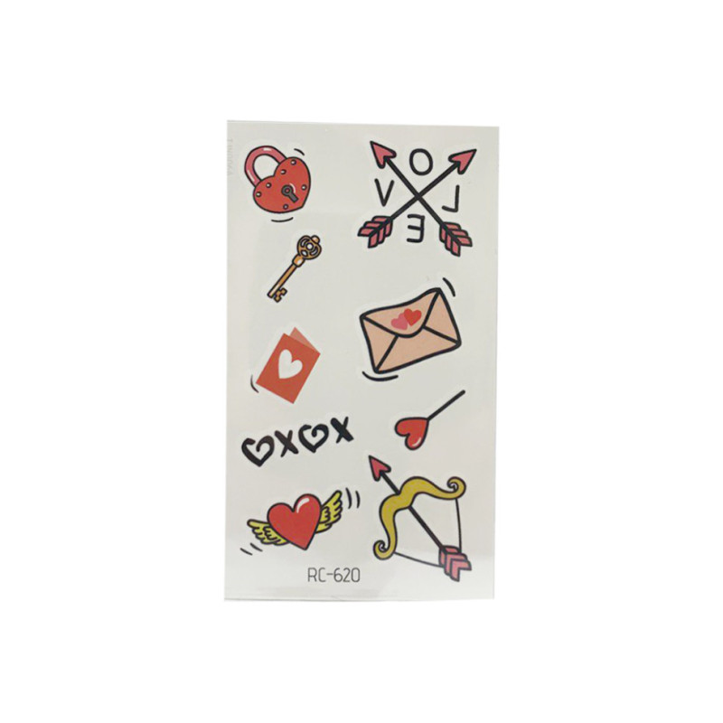 Тимчасові тату "Tattoo" QQ+K(RC), розмір аркуша 14 х 7 см