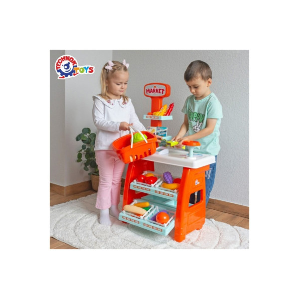 Ігровий дитячий набір "Маркет" 0730TXK прилавок з полицями, кошик, різні продукти (0730TXK)