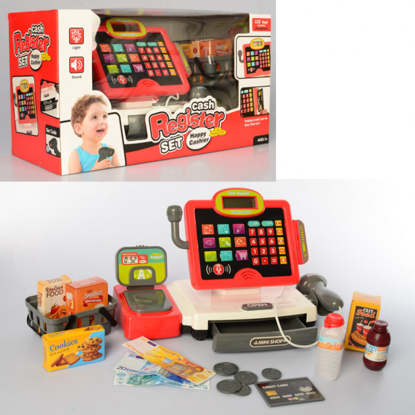 Игровой кассовый аппарат с микрофоном 35578B продукты в наборе