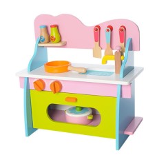 Дитяча ігрова кухня з плитою та посудом XNMS17038 дерев'яна