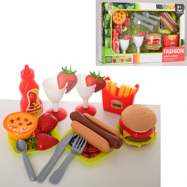 Дитячий ігровий набір продуктів Фастфуд XJ326H-20 з посудом