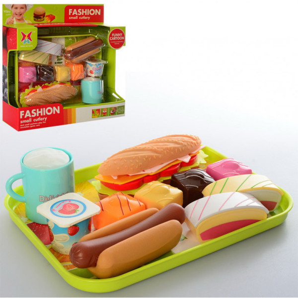 Детский игровой набор продуктов Фастфуд 326H-43  на подносе