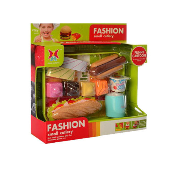 Детский игровой набор продуктов Фастфуд 326H-43  на подносе