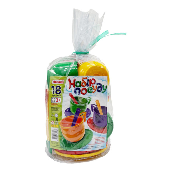 Дитячий ігровий набір посуду 70163 мультиколір 18 предметів, паяний пакет (70163)