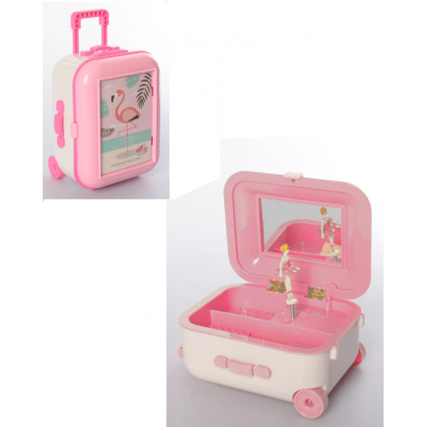 Шкатулка для девочек с фламинго 999C с фигуркой балерины