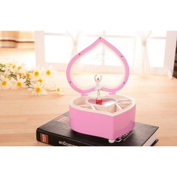 Шкатулка музыкальная в виде сердца YL2036-1 с балериной