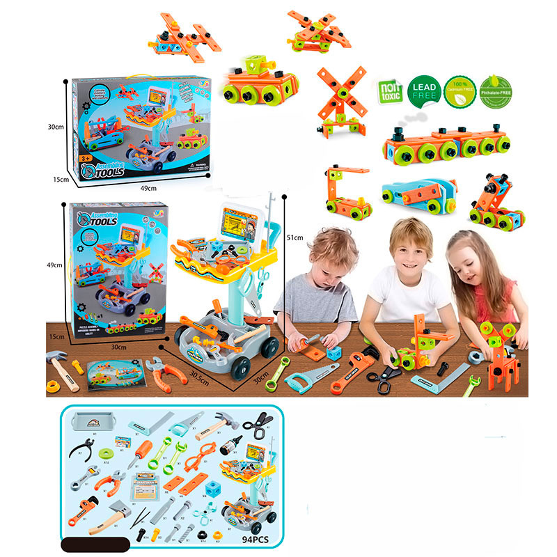Детский игровой стол с инструментами 890-1 тележка на колесах