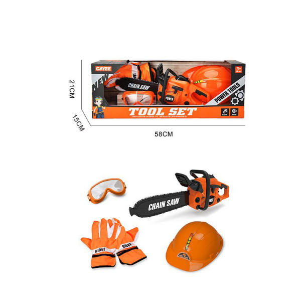 Дитячий ігровий набір інструментів з бензопилою KY1068-108C каска в наборі