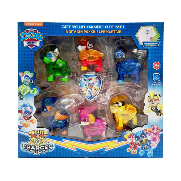 Ігровий набір Щенячий Патруль PH038, 6 фігурок які світяться та нагрудний значок (PH038)