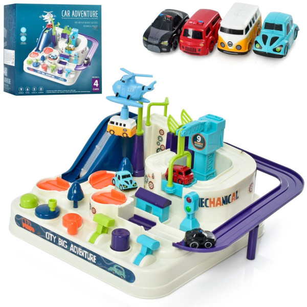 Дитячий ігровий набір "Трек" T802A 4 машинки, вертоліт, рухомі деталі (T802A)