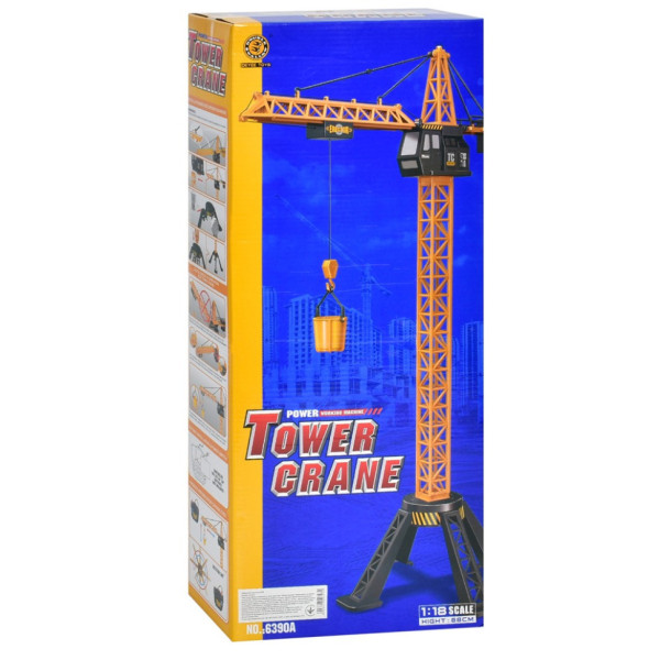 Строительный кран 6390A 1:18, свет, подним/опускает груз, вращ. кабина