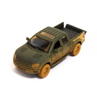 Дитяча модель машинки пікап Ford F-150 SVT Raptor-Supercrew Muddy Kinsmart KT5365WY інерційна, 1:46  Dark-Green (KT5365WY(Dark-Green))