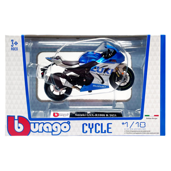 Дитяча модель Мотоцикла "Suzuki GSX-R1000 R 2021" Bburago 18-51030-13 масштаб 1:18 (18-51030-13)
