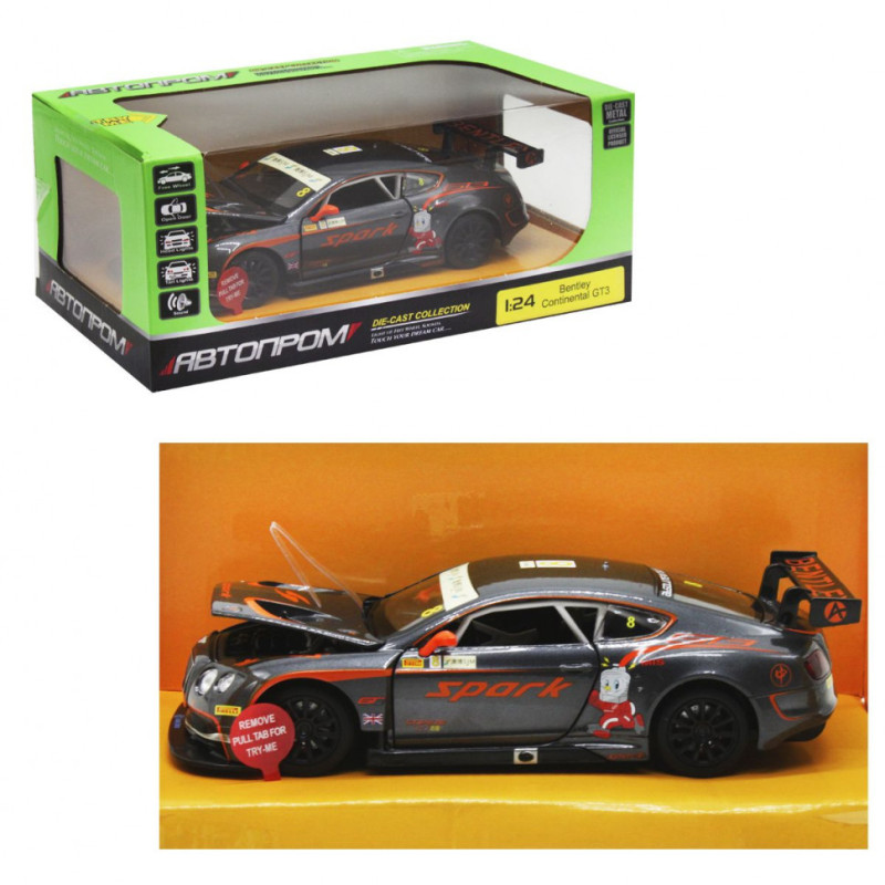 Игрушечная коллекционная машинка Bentley Continental GT3 Concep "АВТОПРОМ" 68267A инерционная