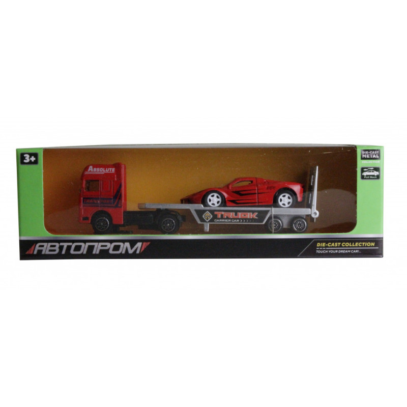 Игрушечный трейлер + машинка 7413 "АВТОПРОМ" инерционный