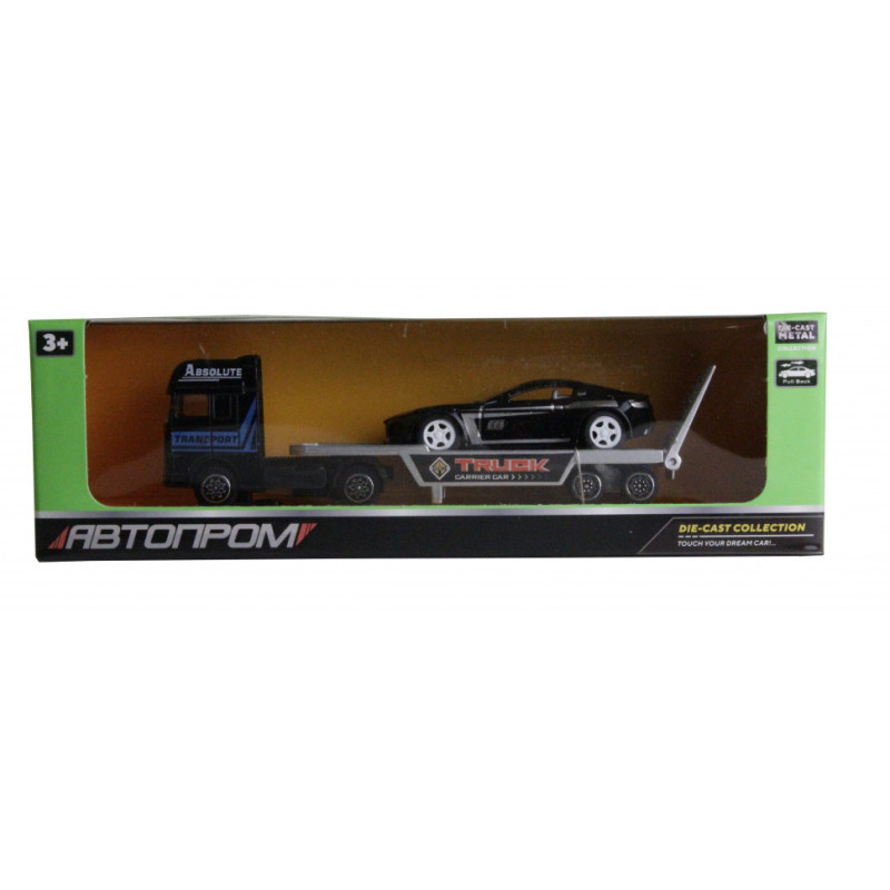 Игрушечный трейлер + машинка 7413 "АВТОПРОМ" инерционный