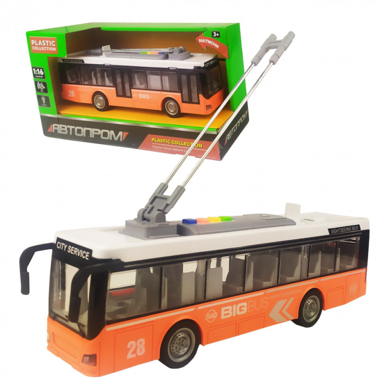 Игрушечный троллейбус 7949AB АВТОПРОМ  со звуковыми эффектами