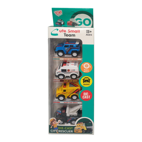 Набір іграшкових машинок JM52252, 4 машинки в наборі, коробка 9,1*4,2*26,8см Жовто-синій (JM52252(Blue-Yellow))