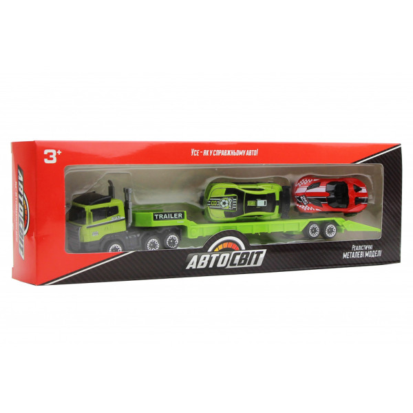 Ігровий набір машинок з трейлером AS-1974, 2 машинки і трейлер