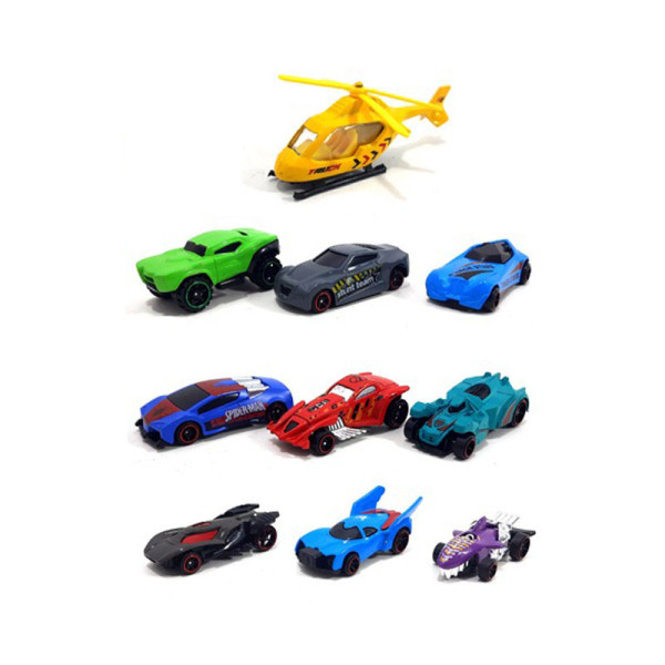 Набір машинок "Гонка" Bambi HW-117, 10 шт у тубусі, різнокольорові (HW-117)