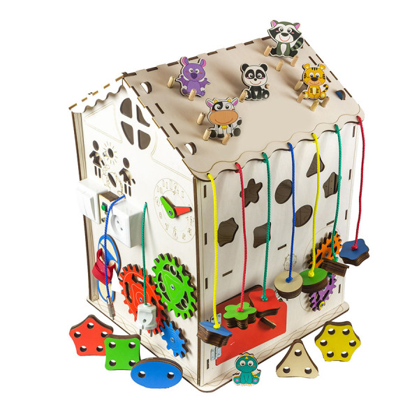 Дом большой развивающий. Бизиборд B009 с подсветкой