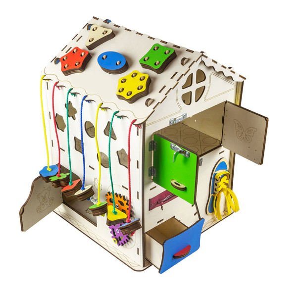 Дом большой развивающий. Бизиборд B009 с подсветкой