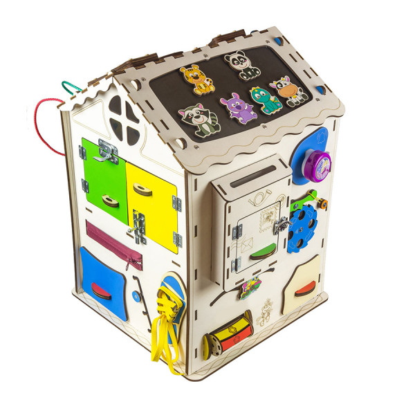 Дом большой развивающий. Бизиборд B009 с подсветкой