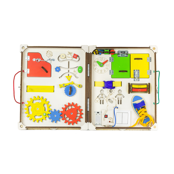 Детская развивающая доска складная. Бизиборд D001 с подсветкой