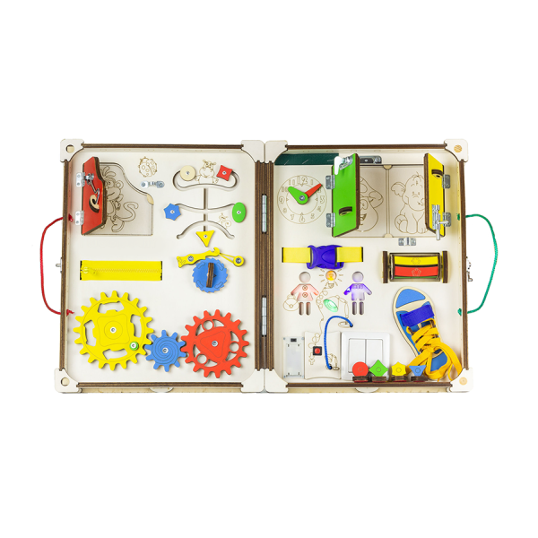 Детская развивающая доска складная. Бизиборд D001 с подсветкой