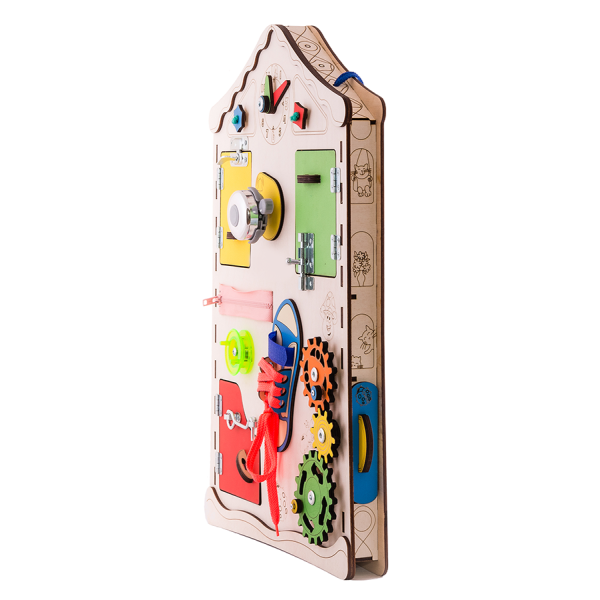 Дитяча дошка будиночок розвиваюча. Бізіборд D008, 38х56х6 (D008)