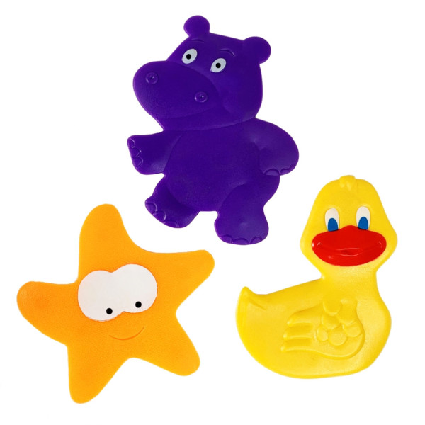 Набір килимків для купання "Каченя, зірка, бегемот" MGZ-0902-1 на присосках (MGZ-0902-1)