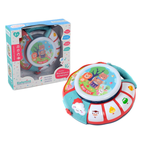 Розвиваюча музична іграшка 25857E на батарейках, пісні, музика, звуки тварин