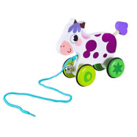 Дитяча дерев’яна каталочка "Корівка" C15030-6 на мотузці (C15030-6)