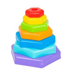 Іграшка розвиваюча "Райдужна пірамідка" 39354, 6 деталей і платформа