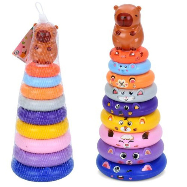 Детская развивающая игрушка "Пирамидка Капибара" HJ-061, 31 см, 9 колец(HJ-0619)