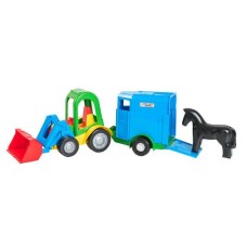 Детский игрушечный трактор-багги с ковшом 39229-2 и прицепом для лошадей