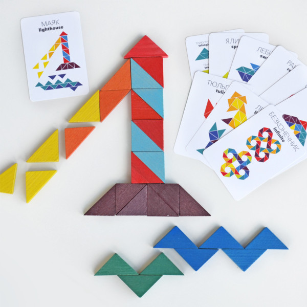 Дерев'яна гра "Трикутна мозаїка" Kupik 900194, 64 деталі (900194)